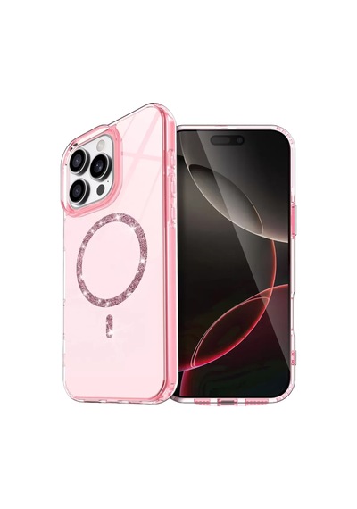 Newface Apple iPhone Uyumlu 16 Pro Live Diamond Magsafe Kapak - Pembe Diğer