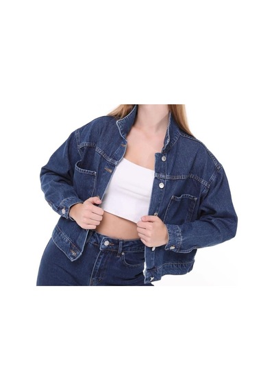 7007-dgml Kadın Düğmeli Jeans Denim Kot Ceket Mavi 7007-dgml Kadın Düğmeli Jeans Denim Kot Ceket Mavi