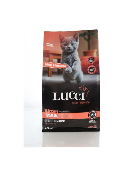 Lucci Tavuklu Ve Pirinçli Yavru Kedi Maması 2,5 Kg 12 Aya Kadar Kitten Mama,%38 Protein, Taurin İçerikli, Zindel