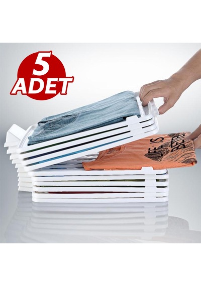 5 Adet T-shirt Düzenleyici Dolap İçi Düzenleyici Beyaz