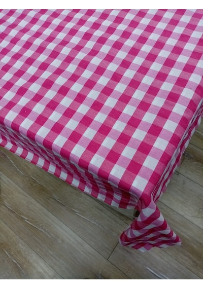 Hayat Home Pembe Kareli Zefir Kumaş Masa Örtüsü Sofra Örtüsü