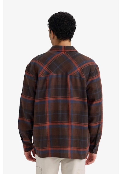 Defacto Regular Fit Polo Yaka Kareli Flanel Uzun Kollu Gömlek G2331ax25aubn339 Kahve-bn339