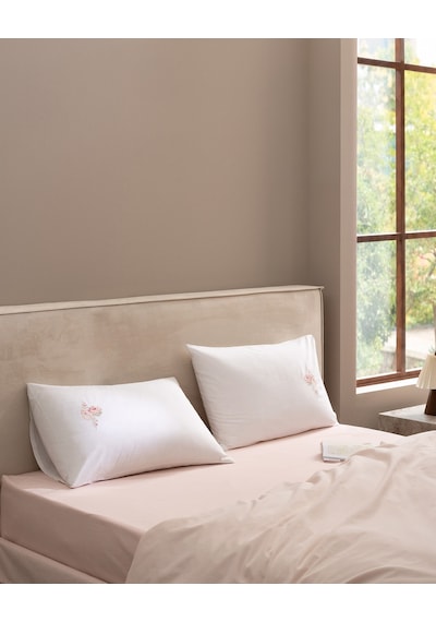 Madame Coco Novelle 2'li %100 Pamuk Nakışlı Yastık Kılıfı - Beyaz 8684427348130 Çok Renkli