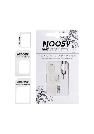 Noosy Nano ve Mikro Sim Kart Adaptörü+Iğne Set Siyah