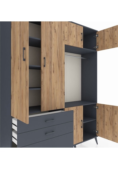 Hyperion Gardrop 7 Raflı 3 Çekmeceli Tek Askılı 176x44x221 Antrasit-çam/antrasit Çam/antrasit Hyperion Gardrop 7 Raflı 3 Çekmeceli Tek Askılı 176x44x221 Antrasit-çam/antrasit Çam/antrasit