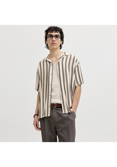 Jack & Jones Erkek Resort Yaka Çizgili Gömlek - Jeff - 12288853 Moonbeam