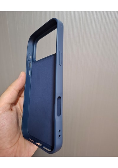 Apple Uyumlu iPhone 17 Pro Max Logolu İçi Kadife Silikon Lansman Kılıf Lacivert