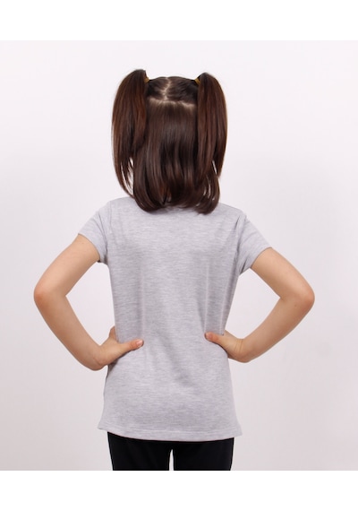 Toontoy Kids Toontoy Kız Çocuk Dondurma Baskılı Tişört Gri Melanj