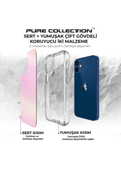 Bix iPhone Uyumlu 12 Pure Rainbow Renk Geçişli Şeffaf Kılıf Çizilmeye Dayanıklı Darbe Emici Parmak İzi Önleyici Pembe Bix iPhone Uyumlu 12 Pure Rainbow Renk Geçişli Şeffaf Kılıf Çizilmeye Dayanıklı Darbe Emici Parmak İzi Önleyici Pembe