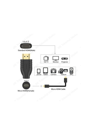 Micro Hdmı Dişi To Hdmı Erkek Dönüştürücü Çevirici