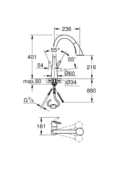 Grohe Zedra Tek Kumandalı Eviye Bataryası 32294002