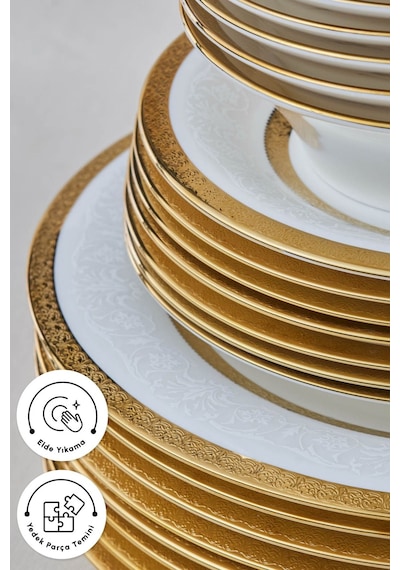 Karaca  Royal Bone Charlotte 55 Parça 12 Kişilik Yemek Takımı Gold