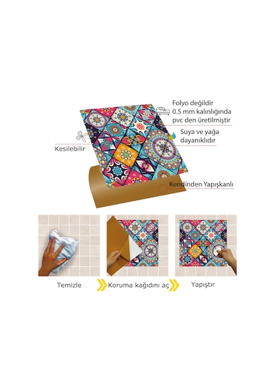 Tink Kendinden Yapışkanlı Pembe Karo Desenli Pvc Karo 30x30 Cm
