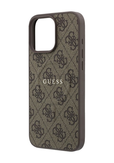İphone 16 Pro Max Uyumlu Kılıf Guess Lisanslı M-safe Kabartmalı 4g Desenli Yazı Logolu Kapak Pembe