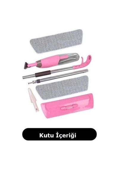 Microfiber Bezli Deterjan Hazneli Sprey Mop Pembe + 10 Yedek Bez