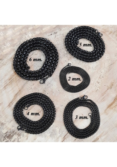 Chavin 60 Cm. Uzun Siyah 3 Mm. Erkek Çelik Zincir Dt37 (478258188)
