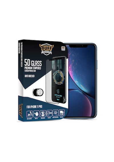 Buff Apple Uyumlu iPhone 11 Pro 5D Glass Anti Hacker Ekran Koruyucu
