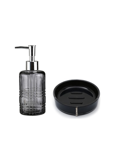 SIVI SABUNLUK VE SABUNLUK 2 Lİ BANYO SETİ GRİ SİYAH
