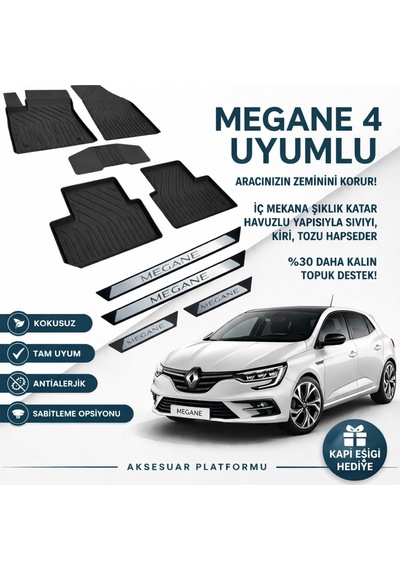 Renault Megane 4 4d Havuzlu Paspas Seti Kapı Eşiği li 2016-2024 Uyumlu