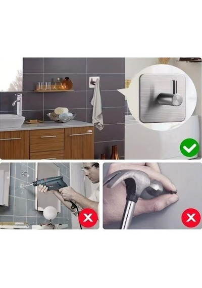 Marelli Fixo İnox Yapışkanlı Paslanmaz Askı Gri