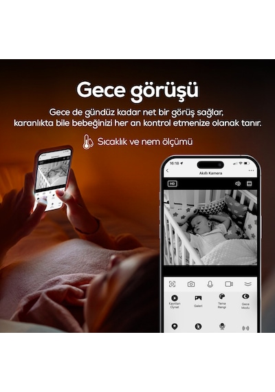 Xenon Smart Bebek Kamerası 3MP | 5" Monitör, Mobil Takip, Ağlama Algılama, 360° Gece Görüş, RGB Lambalı (X7202)
