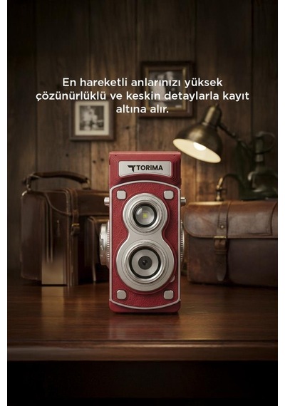 Torima CMR44 Mini Retro Dijital Fotoğraf Makinesi Kırmızı