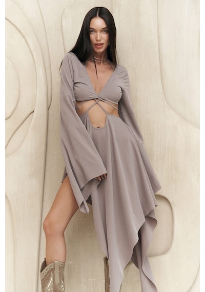 Mai Collection Mai Studios Co. Coachella Gri Crop Elbise Takım Gri