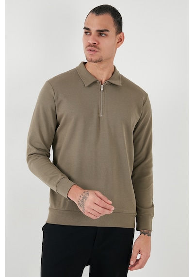 Buratti Pamuklu Regular Fit Yarım Fermuarlı Polo Yaka Erkek Sweat 5905805 Vizon Yeşili Buratti Pamuklu Regular Fit Yarım Fermuarlı Polo Yaka Erkek Sweat 5905805 Vizon Yeşili