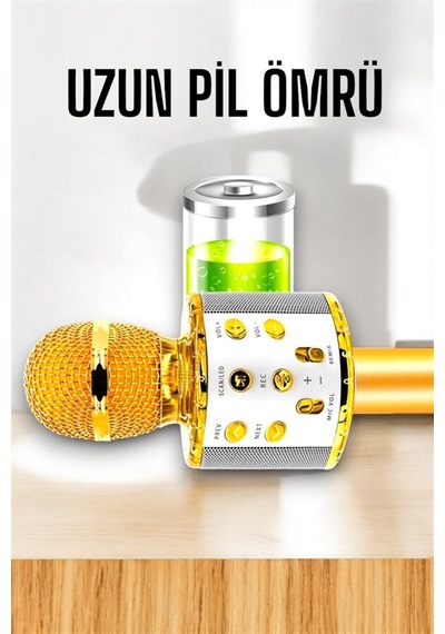 Kablosuz Bluetooth Karaoke Mikrofon Usb Ve Aux Girişli Yüksek Ses Kalitesi Mh-hs6862-2848