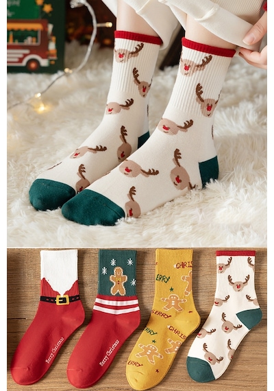 Bgk Unisex Yılbaşı Çorap 4'lü Şeffaf Çok Renkli