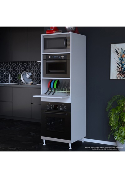 Elit Silva 59,6 Cm X 192,2 Cm X 56 Cm Tek Kapaklı Ankastre Fırın Dolabı Beyaz