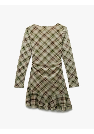 Koton Uzun Kollu Bisiklet Yaka Drape Detaylı Mini Ekoseli Elbise Haki Ekose 6wal80089ık Haki Ekoseli Koton Uzun Kollu Bisiklet Yaka Drape Detaylı Mini Ekoseli Elbise Haki Ekose 6wal80089ık Haki Ekoseli