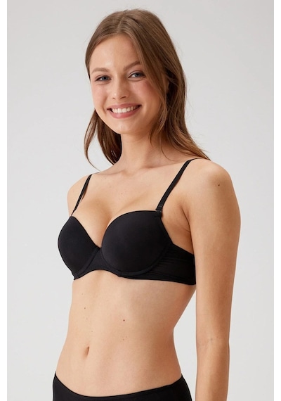 Pierre Cardin Kadın Siyah 6045 Milan Push Up Dolgulu Micro Sütyen Tak - Çıkar Askılı Siyah