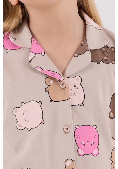 Rolypoly Kız Çocuk Krem Gömlek Pijama Takımı 5274-48706 Krem