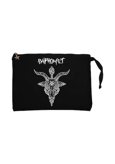 Baphomet Goat Head Siyah Clutch Astarlı Cüzdan / El Çantası Siyah