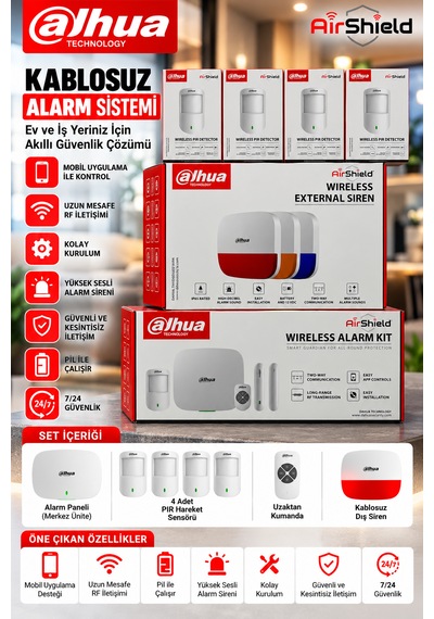 Art-arc3000h-03-fw2, Wifi+2g+3g+ 4g, Kablosuz, Alarm + 4 Adet Wireless Pır Detector Seti