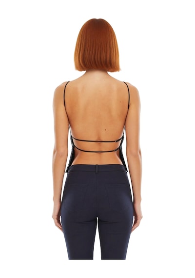 Ersefa Regular Kalıp Kolsuz Bluz 100% Polyester Payetli Yazlık Şık Dayan siyah