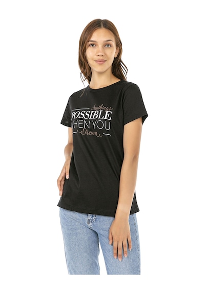 Kadın Penye Baskılı 3'lü Paket T-shirt Beyaz - Mavi