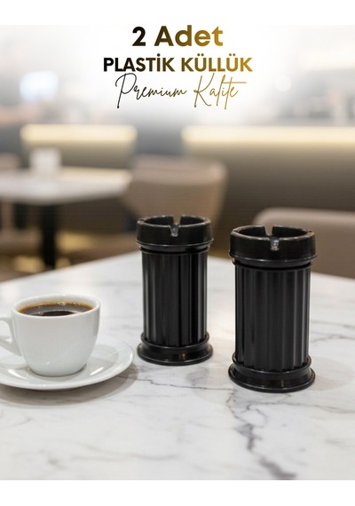 Grimorlife 2 Adet Siyah Çizgili Dekoratif Plastik Kokusuz Yanmaz Küllük Kül Tablası