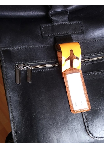Vip Gift Bagaj Isimlik Valiz Bavul Etiketi Hakiki Deri Altın Siyah