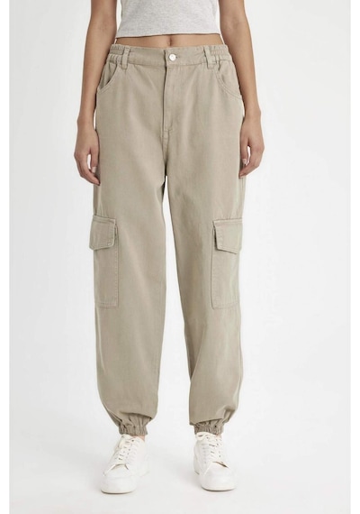 DeFacto Coool Gabardin Jogger Pantolon Normal Bel Basic Düz Kargo Cepli B0454AX24AUKH419