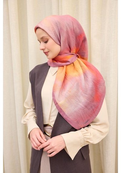 Silk Home Velora Eşarp Sis Desen Gül Kurusu 90x90 Çok Renkli