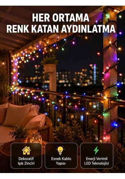 5 Metre Şeffaf Kablo Led Peri Işığı 50 Ampullü Dekoratif Led Yeni Nesil - Lisinya