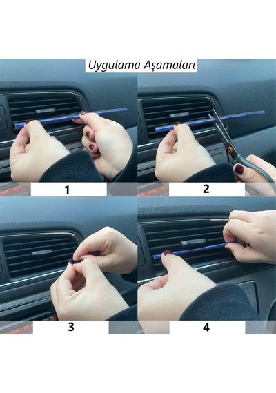 Araç İçi Klima Izgara Hava Çıkış Dekoratif Şerit Klima Şerit Buz Mavisi 10 AD