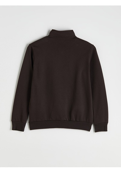 Lcwaıkıkı Classic Kahverengi Dik Yaka Uzun Kollu Erkek Kalın Sweatshirt