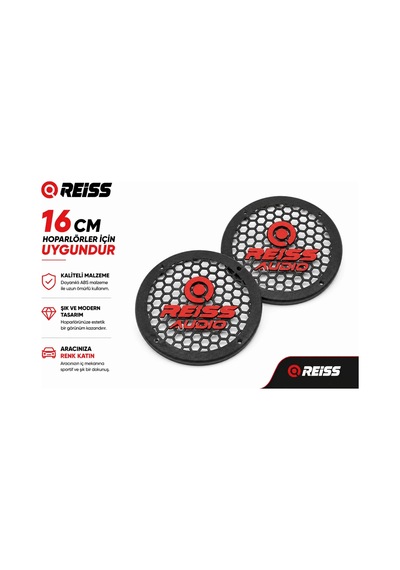 16cm Hoparlör Kapağı - Reiss Logolu Kaliteli Plastik Midrange Hoparlör Kapak 16 Cm - 2 Adet