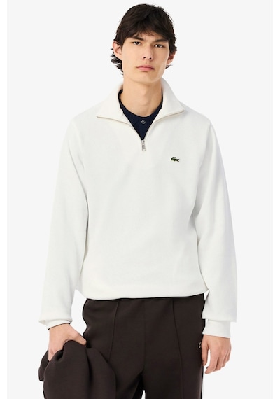 Lacoste Men's Classic Fit Neck Zip Sweatshirt Yarım Fermuarlı Yüksek Yaka Pamuklu Sweatshirt Beyaz