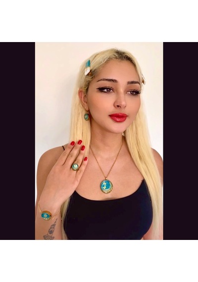 Ronik Altın Kaplama Çelik Kolye Küpe Bileklik Yüzük ve Saç Tokası 80923991 Altın