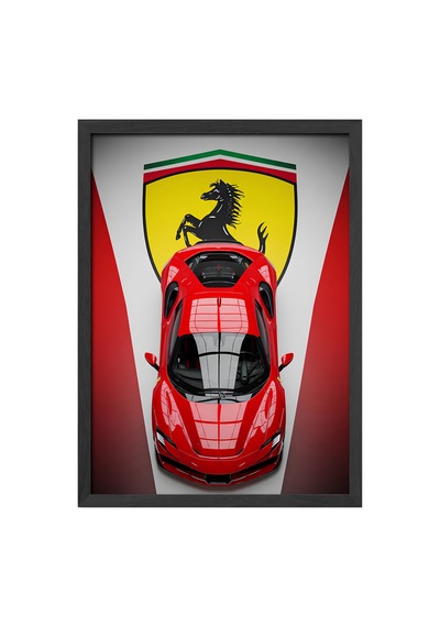 Ferrari Sp48 Siyah Ahşap Çerçeveli Poster, Dekoratif Araba Duvar Tablosu