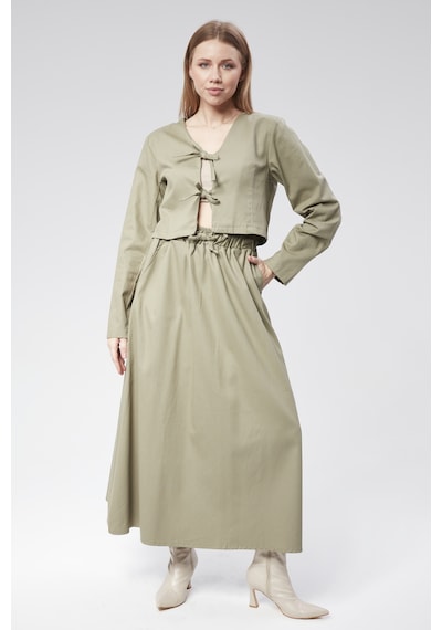 Vioshine Vıoshıne Kadın Gabardin Kumaş Etekli İkili Takım Mint Yeşili